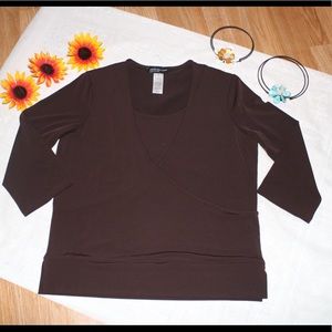 NWT Jones New York brown Career Top Blouse